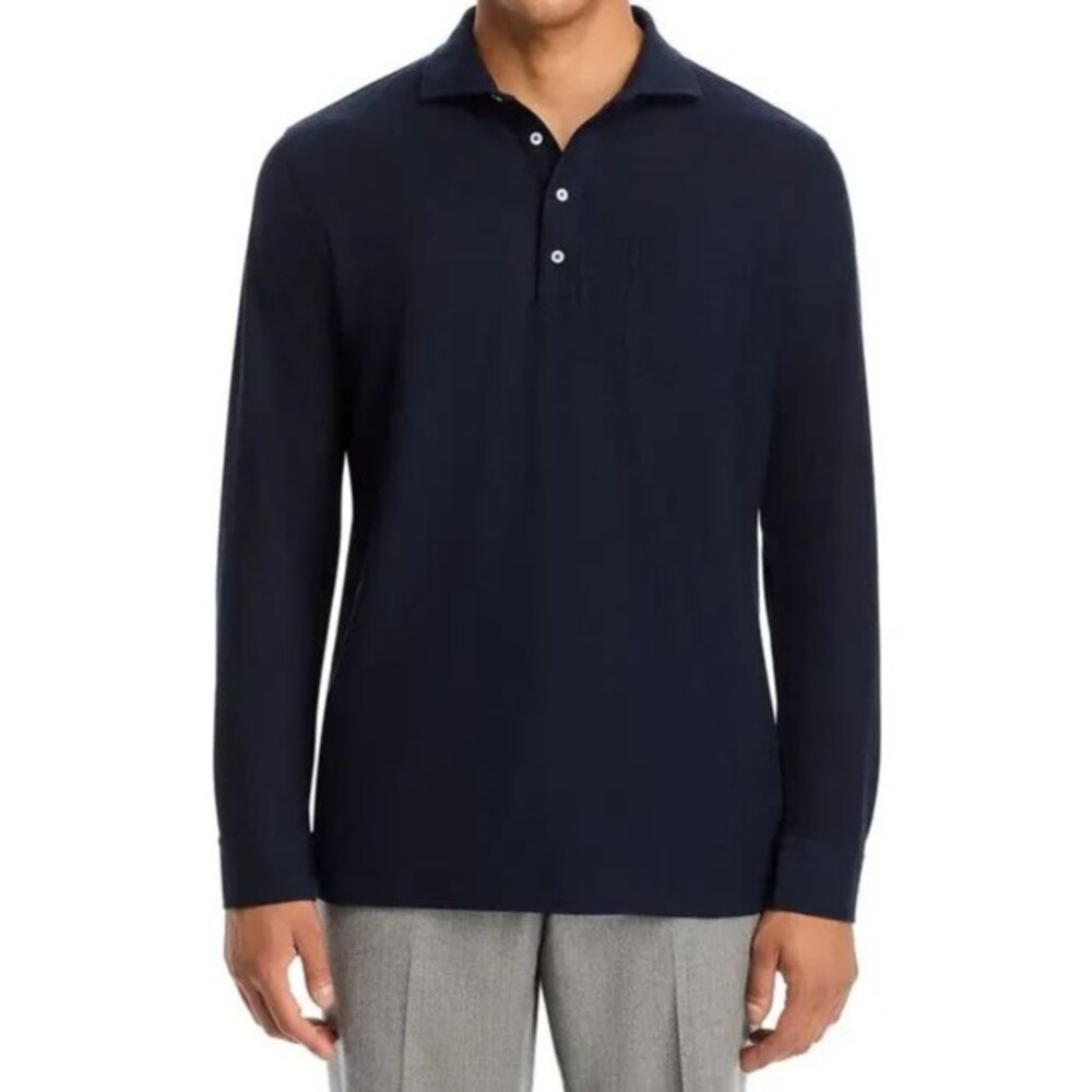 PETER MILLAR Polo Shirt Mens XXL Navy Long Sleeve Cotton Cashmere RAMBLE $275